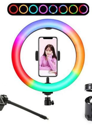 Студийная 360° светодиодная led лампа со штативом xpro live light rgb mj38 диаметр - 38см1 фото