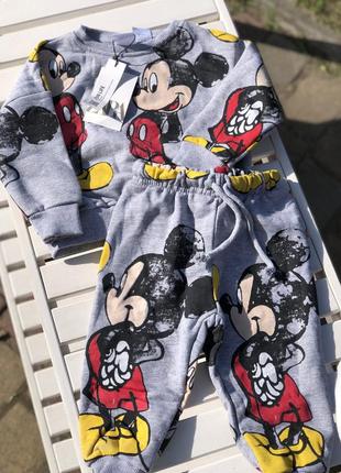 Костюм тринитка zara disney mickey 92 104 110 см кофта штани