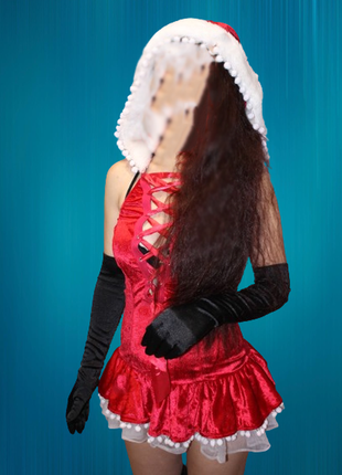 Бархатное красное платье снегурочка снегурка красная шапочка на хеллоуин костюмированую вечеринку