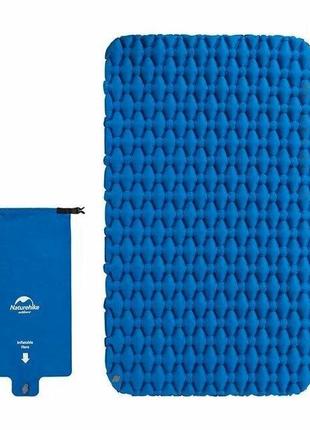 Килимок надувний двомісний з надувним мішком naturehike fc-11 nh19z055-p, 65мм, блакитний