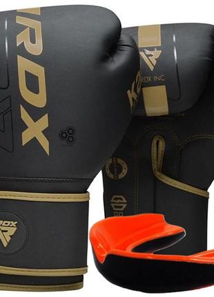 Боксерські рукавиці rdx f6 kara matte golden 16 унцій (капа в комплекті)