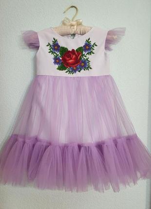Детское платье вышиванка вышитое вручную бисером