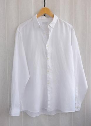 Белая рубашка свободного кроя из льна от esprit размер l-xl