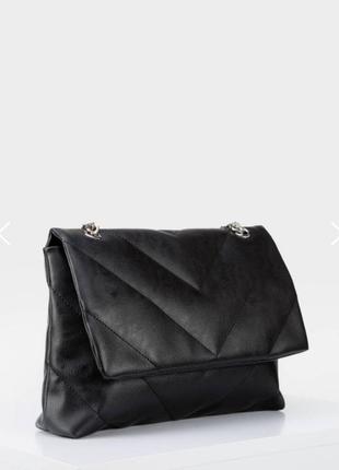 Черная сумка клатч стеганая сумка,черная вместительная сумка на цепочке