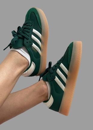 Женские кроссовки adidas samba platform green premium