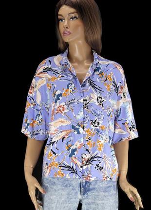 Брендова вільна блузка "fb sister" із фламінго. розмір М.