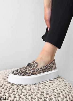 Бежевые леопардовые женские лоферы туфли из натуральной замши замшевые леопардовые лоферы на утолщенной подошве