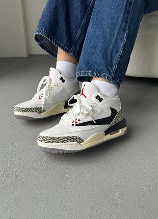 Кроссовки nike air jordan 3 retro white/brown