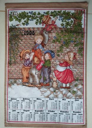 Винтаж🤩 новое, яркое номерное хлопковое полотенце с календарем за 1995 год🤩👍, 44х66