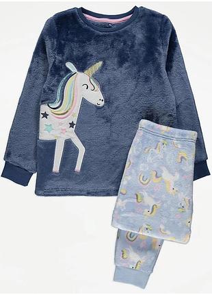 Тепла піжама поні unicorn george джордж плюшева фліс 122 128