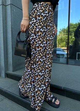 Жіноча довга спідниця максі з леопардовим принтом