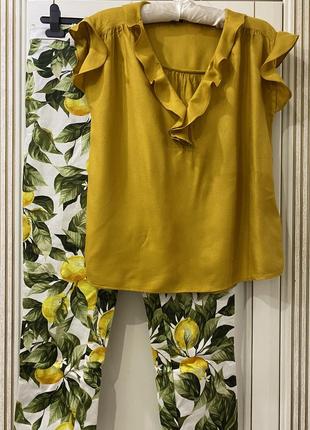 Натуральная яркая блуза/блузка без рукавов горчичного цвета vero moda