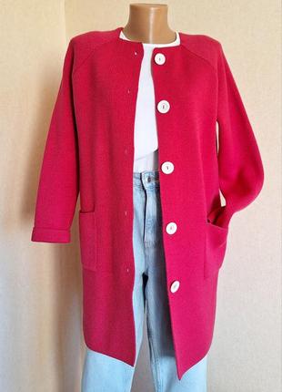 Яскравий рожевий в'язаний  кардиган-пальто goldi кофта український бренд