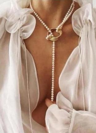 Ожерелье колье чокер из белых жемчужин оригинальное украшение
