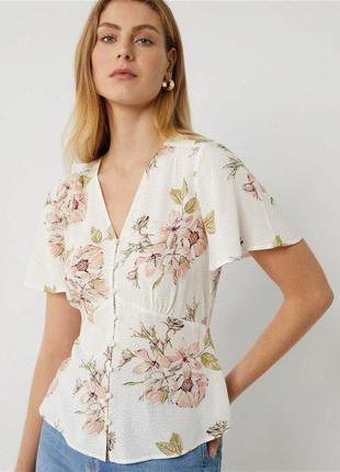 Нова брендова легка ніжна блузка "warehouse" з квітковим принтом. розмір uk12.