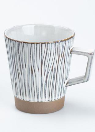 Чашка керамічна для чаю та кави 300 мл у стилі ретро коричнева