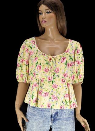 Нова брендова блузка в пастельних тонах "new look" у квітковий принт. розмір uk18/eur46.