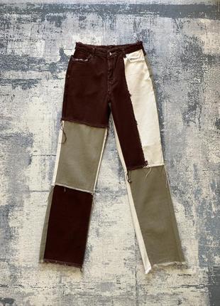 Різнокольорові штани брюки чіноси джогери джинси печворк shein оригінал