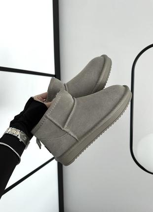 Зимові жіночі черевики ugg ultra mini light grey suede 💚