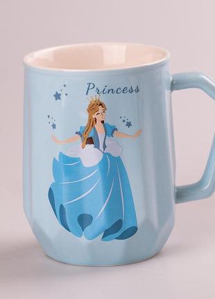 Чашка керамічна princess 450мл диснеевская принцесса чашки для кофе голубой