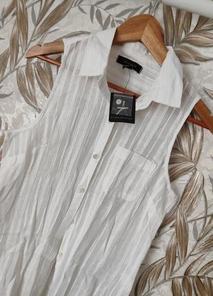 Котонова блузка рубашка на короткий рукав нарядна кофта atmosphere розмір 10/наш с м