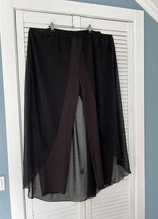 Стильные оригинальные трикотажные брюки батал с шифрновой юбкой schein