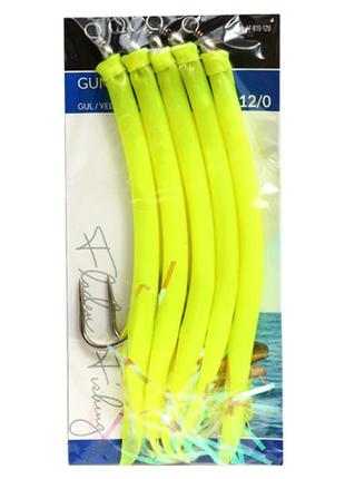 Морський монтаж fladen rubber mac 5pcs size 12/0 yellow (17-819-120) снасті для морської риболовлі