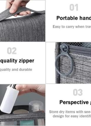 Дорожная подвесная косметичка/органайзер/несессер для косметики travel gray 23*19 см, athand