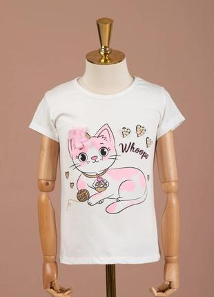 Футболка с милыми котиками на 1-4 года