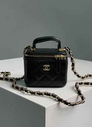 Стильна невелика жіноча сумка кейс шкіряна жіноча сумка chanel чорна сумка преміум сумка міні
