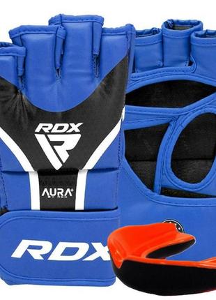 Рукавиці для мма rdx aura plus t-17 blue/black l (капа у комплекті)