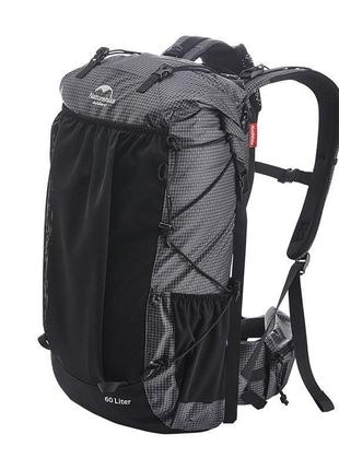 Рюкзак туристичний naturehike rock nh19bp095, 60+5 л, графіт в клітинку