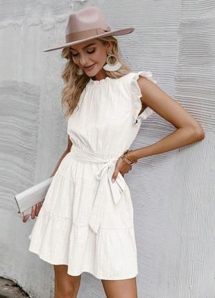 Бавовняна сукня біла