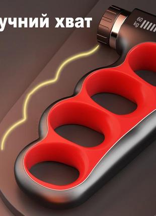 Эспандер кистевой 5-100кг со счетчиком нажатий. регулируемый эспандер для кисти черный с серым