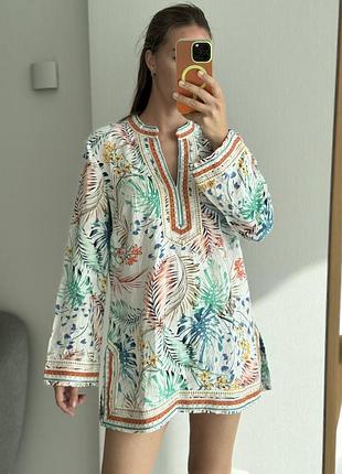 Льняная рубашка блуза туника malvin размер м