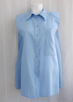 Голубая рубашка без рукавов от zara размер м