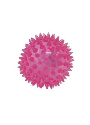 М'яч масажний ms 1137-1 6,5 см, пискавка, світлові ефекти (рожевий)