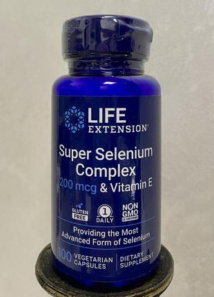 Селен life extension, super selenium complex с витамином е, 200 мкг, 100 шт