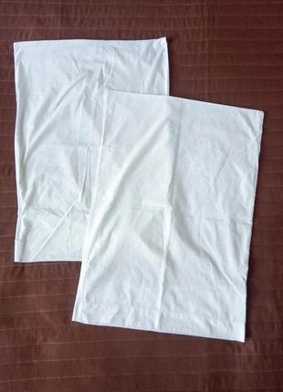 Белые наволочки на подушку 50 х 70 см комплект 2 шт набор белых наволочек хлопок коттон прямоугольные2 фото