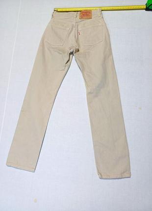 Джинсы vintage винтажные бежевые талия 64 см levis 501 6501-0125 w27 l32 made in Ausa