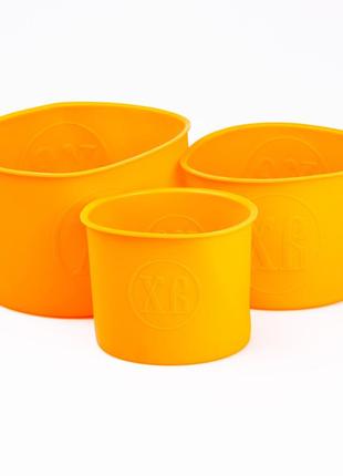 Формы для пасок силиконовые 3 штуки 1.7 • 1.0 • 0.6 литра формочки для кулича пасхи круглые оранжевые