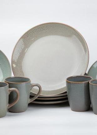 Столовый сервиз тарелок и кружек на 4 персоны керамический • чашки 400 мл