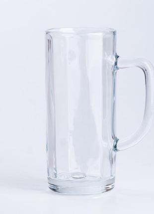 Кухоль скляний з ручкою для напоїв прозорий