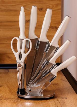 Набор кухонных ножей 7 предметов белый