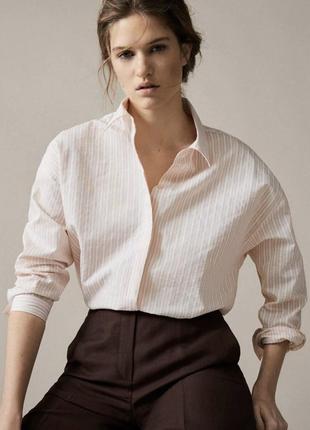 Хлопковая рубашка massimo dutti свободного кроя