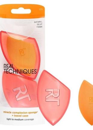 Спонж для макіяжу + футляр real techniques miracle complexion sponge + case