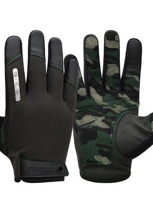 Рукавички для фітнесу rdx t2 touch screen friendly full fingerf army green m