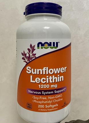 Now foods, соняшниковий лецитин, 1200 мг, 200 шт