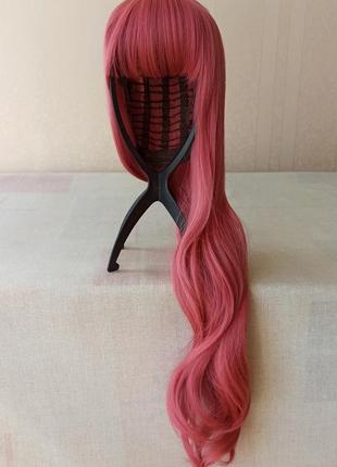 Кольорова нова перука, червона, довга, термостіка, з чубчиком, парик