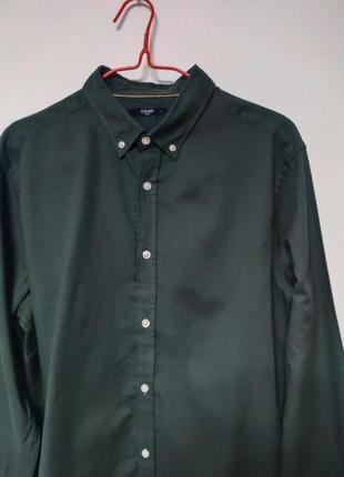 Сорочка рубашка чоловіча зелена хакі щільна пряма широка повсякденна бавовна colin's regular fit man, розмір l